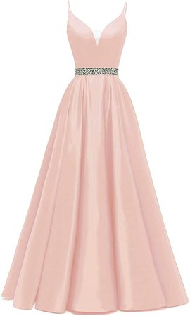 Yexinbridal Glitter Long Beaded Prom Dress Satin V-Neck Spaghetti Formal Evening Gowns at Amazon Women’s Clothing store