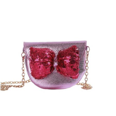 RED SEQUIN BOW MINI BAG - PINK