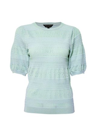 Green Pointelle Puff T-Shirt | Dorothy Perkins