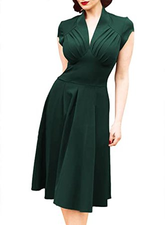 Sweetmeet Women's 1940s Vintage Rockabilly Ball Gown Flared Dress Swing Skaters: Amazon.co.uk: Clothing