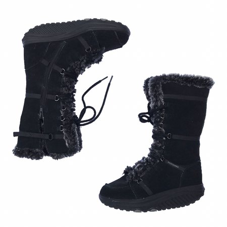 skechers fur calf length lace up boots