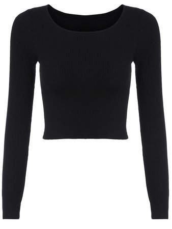 Long Sleeve Crop Black T-shirt