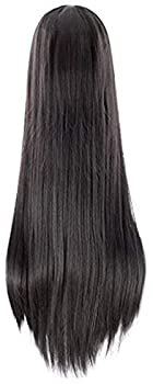 Amazon.com: 29.5'' Womens Long Straight Synthetic Black Wig Girls Anime Cosplay Halloween Costume Party Wig: Beauty
