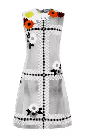 THOM BROWNE : SS2015 Rocco Dress In Intarsia Plaid And Flower Sheered Mink | Sumally