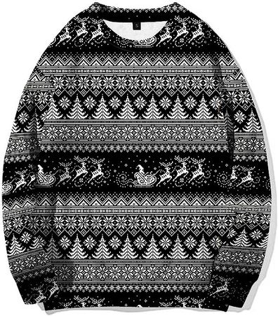 TUSANG Men Women Winter Casual Christmas Top Warm Floral Print Long Sleeved Sweatshirt Stylish Print Blouse Pullover at Amazon Women’s Clothing store