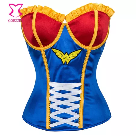 Burlesque Wonder Woman Costume Corset Top Corselet Overbust Push Up Basque Corsets and Bustiers Sexy Supergirl Gothic Clothing-in Bustiers & Corsets from Underwear & Sleepwears on Aliexpress.com | Alibaba Group