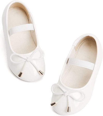 Amazon.com: Felix & Flora Toddler Flower Girl Dress Shoes - Girl Ballet Mary Jane Flats Party School Wedding(White,4 Big Kid) : Clothing, Shoes & Jewelry