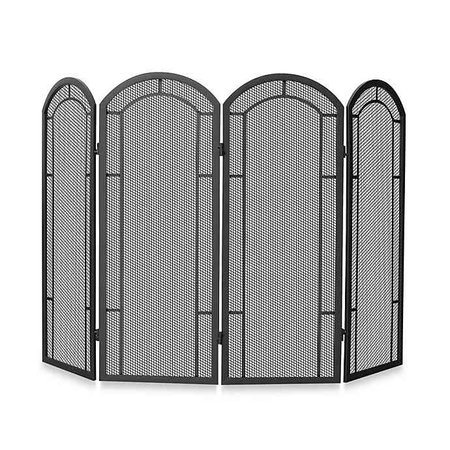 UniFlame® 4-Fold Iron Fireplace Screen in Black | Bed Bath and Beyond Canada