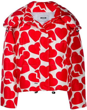 heart print puffer jacket
