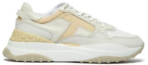 Sport Leather And Mesh Low Top Trainers - Womens - White