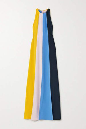 Striped Crepe Halterneck Gown - Blue