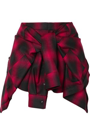Alexander Wang | Tie-front checked wool-flannel shorts | NET-A-PORTER.COM