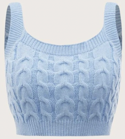 blue knit top