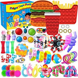 Amazon.com: Fidget Toy Packs Cheap Fidget Box with Simples Pop Bubble Stress Relive Balls for Kids Adults ADHD ADD Anxiety Autism : Toys & Games