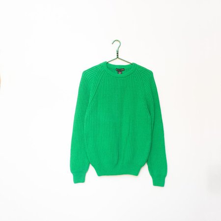 Small Medium Kelly Green Knit Fisherman Sweater / 1980s 1990s | Etsy