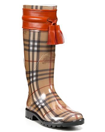 Burberry Wharton Haymarket Tassel Rain Boots | Bloomingdale's