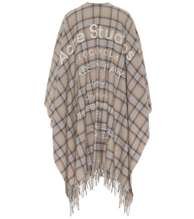Cassiar checked wool cape