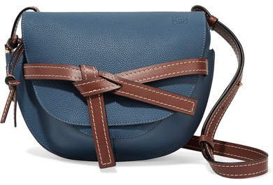 Gate Small Textured-leather Shoulder Bag - Storm blue