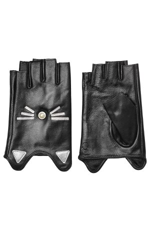 K/Ikonik Embellished Fingerless Leather Gloves Gr. M/L
