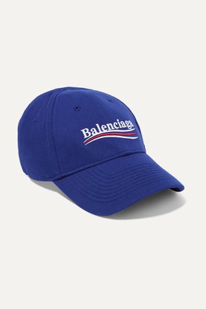 Blue Embroidered cotton-twill baseball cap | Balenciaga | NET-A-PORTER