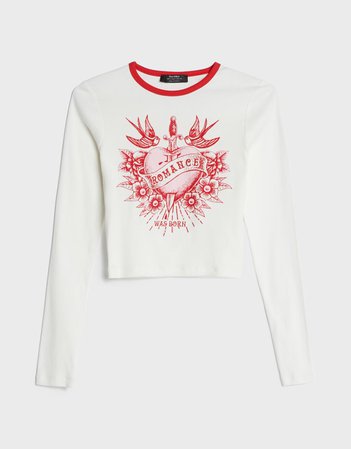 Embroidered T-shirt - Tees & Tops - Woman | Bershka