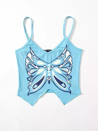 Butterfly Print Crop Cami Top | SHEIN USA