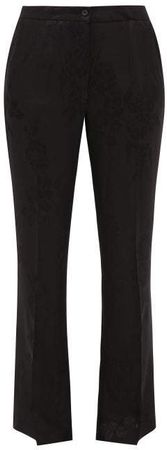 Devon Floral Jacquard Flared Trousers - Womens - Black