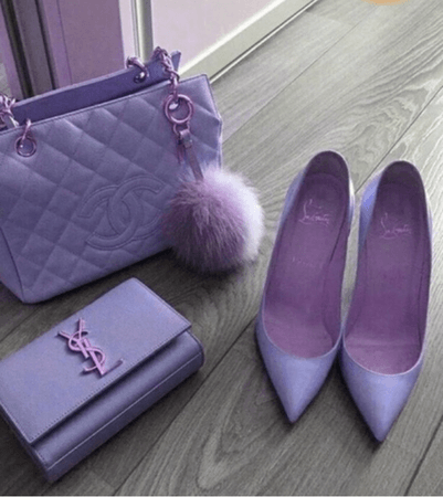 purple purses and shoes