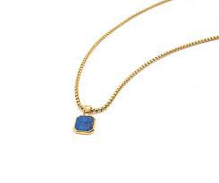gold chain with blue pendant mens - Google Search