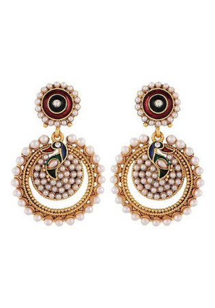 YouBella Designer Traditional Peacock Chandbali Earrings at Rs 350, 7159867 Voonik | India