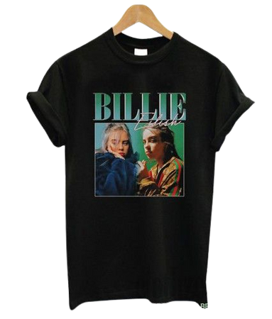 Billie Eilish 90s Vintage Black T-Shirt ; Abre uma nova aba clothzeefashion.com/product/billie-eilish-90s-vintage-bla... | Shirt Black