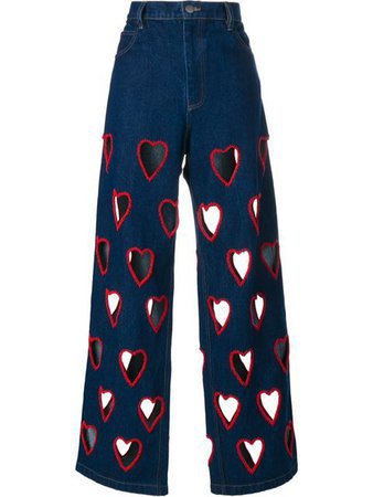 Ashish Shoppen Ashish Cut-Out Heart Flared Jeans | ShopLook