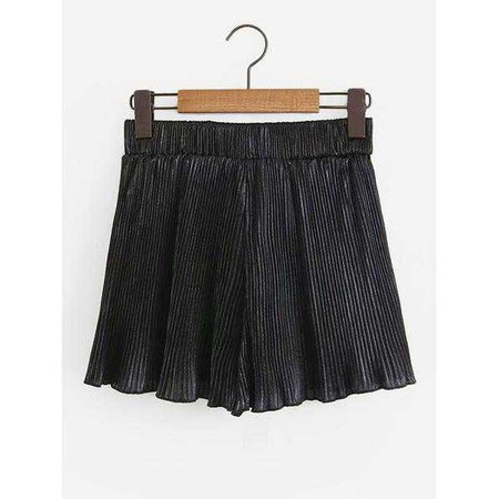 Fashiontage - Black Solid Elastic Waist Shorts - 918273392701
