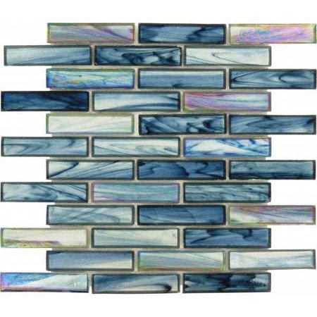 Iridescent Blue Glass Tile | Blue Sea Glass Backsplash Tile