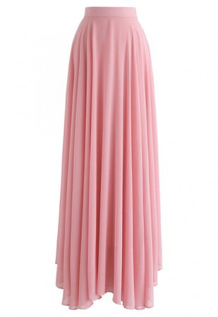 Timeless Favorite Chiffon Maxi Skirt in Pink - Retro, Indie and Unique Fashion