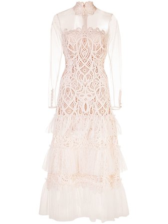 Jonathan Simkhai Lace Tulle Ruffle Dress | Farfetch.com