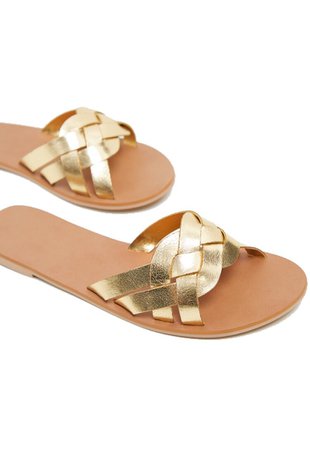 plt gold flat sandals