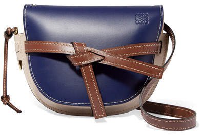 Gate Small Color-block Leather Shoulder Bag - Blue