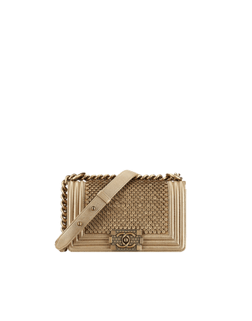 Chanel, Small Gold Scaled Boy Flap Bag