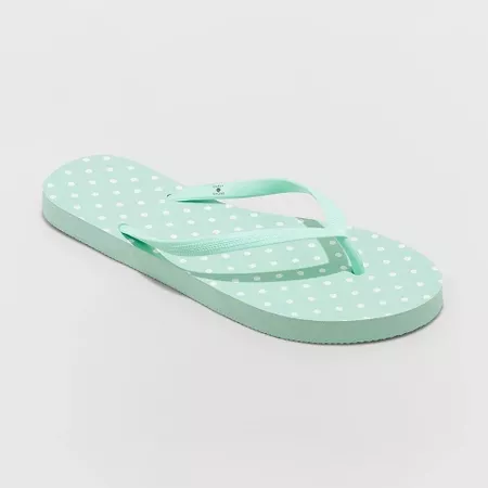 Women's Sara Polka Dot Flip Flops - Shade & Shore™ Mint 6 : Target
