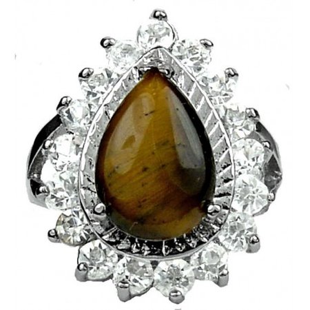 Brown Natural Stone Jewellery Halo Cluster Ring|Teardrop Costume Rings
