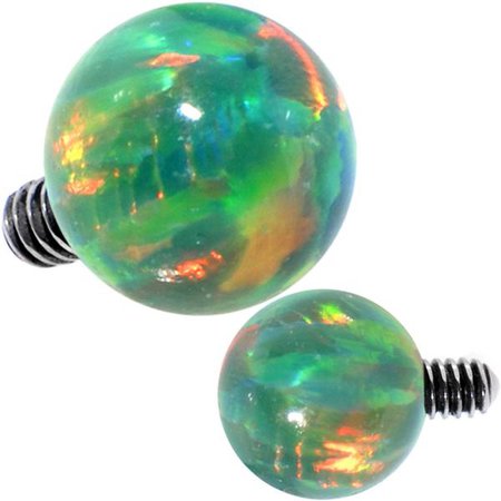 14 Gauge 4mm Green Synthetic Opal Stainless Steel Round Dermal Top – BodyCandy