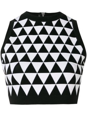 Balmain Geometric Pattern Cropped Vest | Farfetch.com