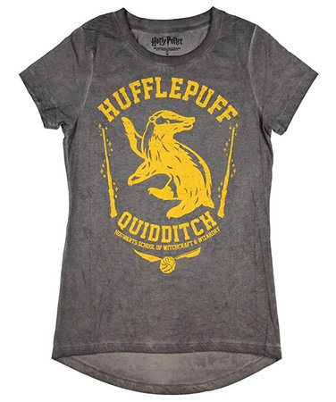 Amazon.com: Bioworld Harry Potter Hufflepuff Quidditch Juniors Oil Washed T-Shirt: Clothing