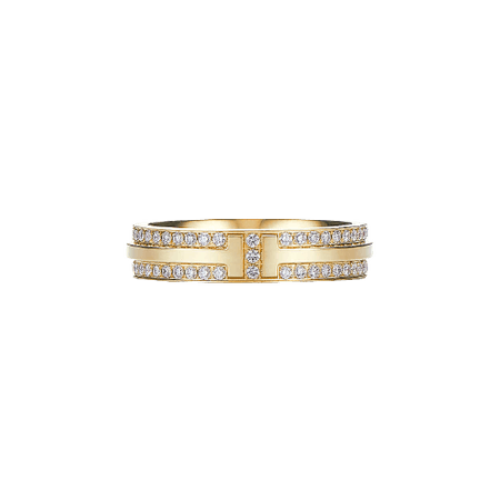 Tiffany T Narrow Pavé Diamond Ring in 18k Gold