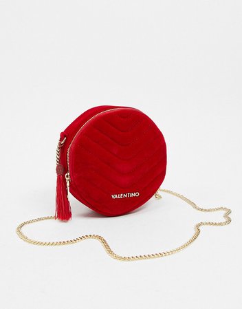 Valentino Bags Carillon circle quilted cross body bag in red velvet | ASOS