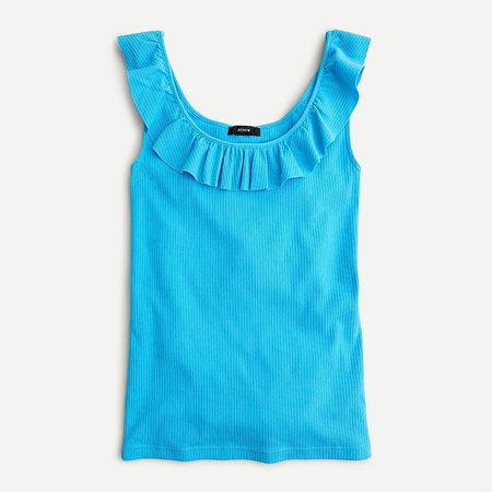 J.Crew: Ruffle-neck Ribbed Tank Top For Women