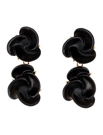Oscar de la Renta Resin Swirl Flower Drop Earrings - Earrings - OSC83427 | The RealReal
