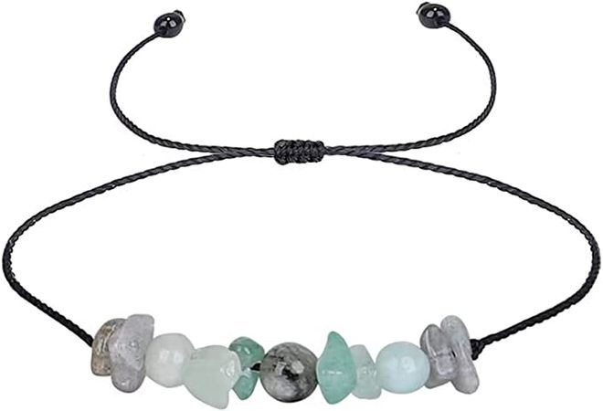 Amazon.com: Aioweika Natural Stone Beads Bracelet Braided Rope Handmade Stone Woven Bracelet Encouragement Jewelry Gifts for Women Girls : Clothing, Shoes & Jewelry