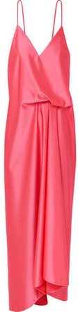 Draped Satin Dress - Pink